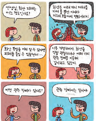 남자 선생님과 대화하고 있는 여자 학생