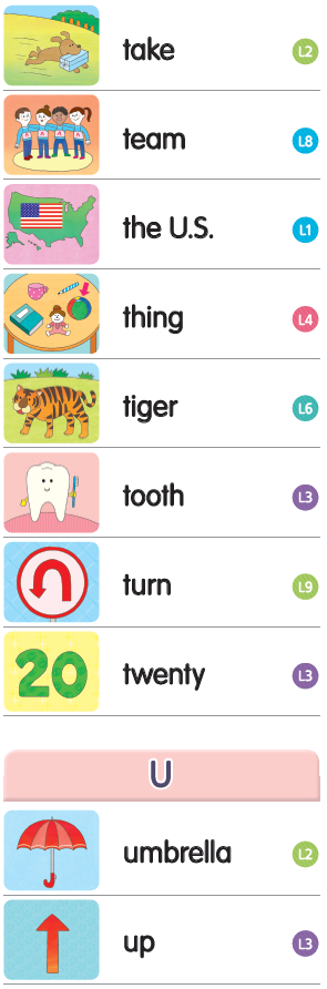 the U.S.의 위치가 team 다음 thing 앞에 오는 사전 형태