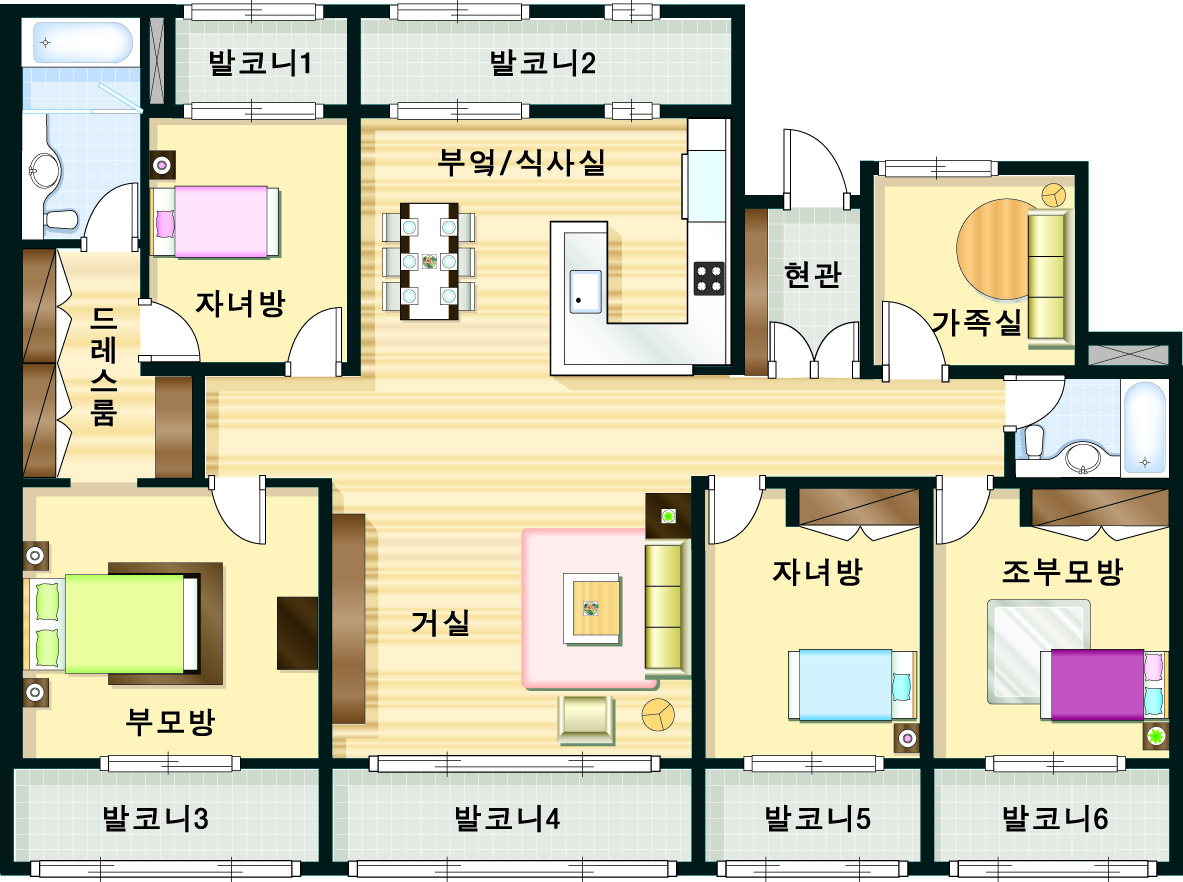 확대 가족 평면도