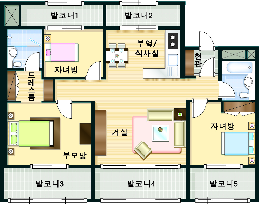 핵가족 주거 평면도