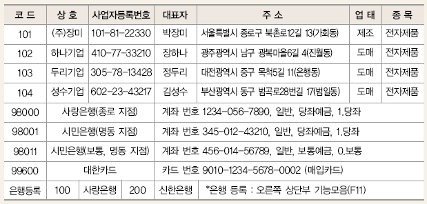웅보출판사 회계 정보 처리 시스템 36쪽 수정내용 이미지