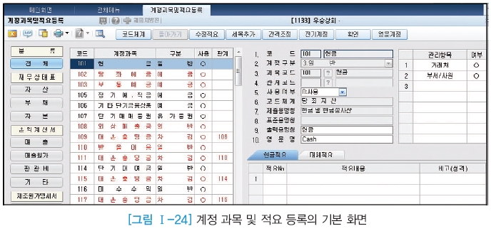 웅보출판사 회계 정보 처리 시스템 37쪽 현행내용 이미지