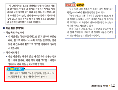 (주)미래엔 국어(3~4학년군)3-1(전자저작물 CD 포함) 249쪽 수정내용 이미지