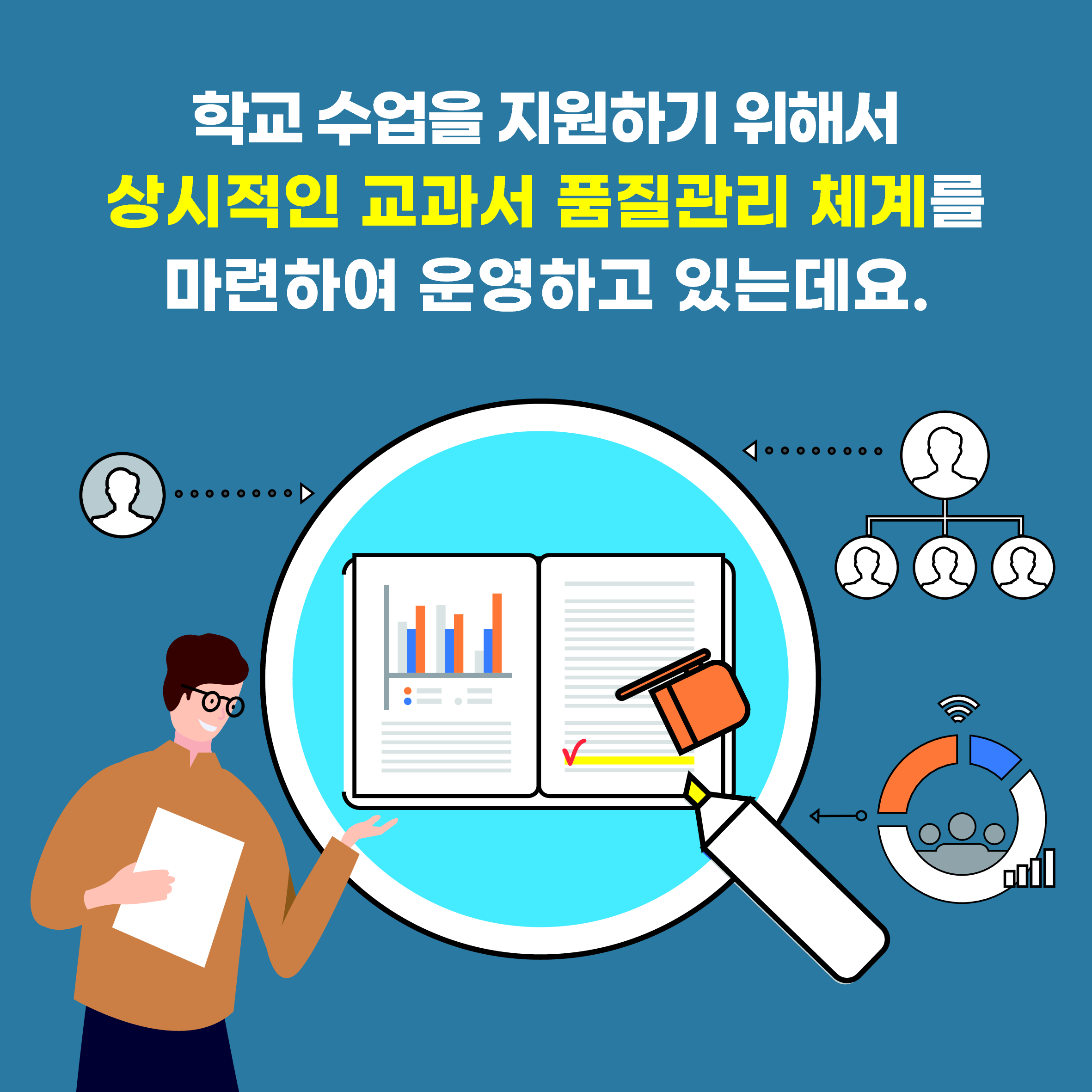 학교 수업을 지원하기 위해서 상시적인 교과서 품질관리 체계를 마련하여 운영하고 있는데요