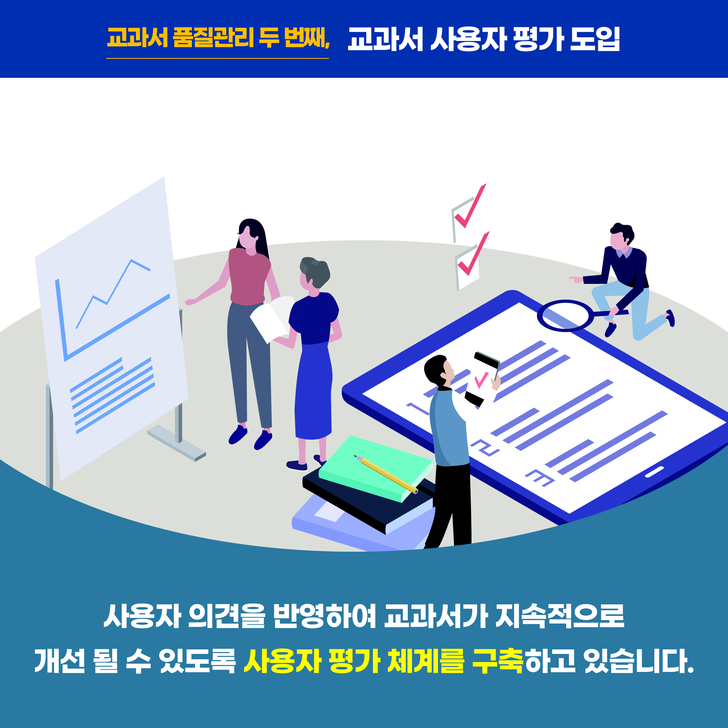 사용자 의견을 반영하여 교과서가 지속적으로 개선 될 수 있도록 사용자 평가 체계를 구축하고 있습니다