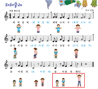 동아출판(주) 음악(3~4학년군)3 74쪽 수정내용 이미지