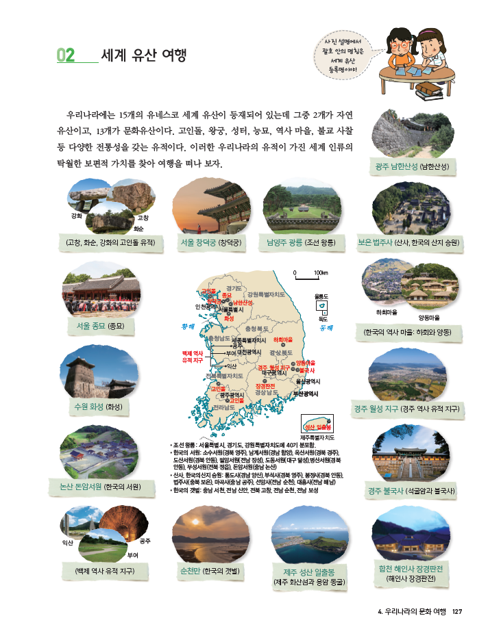 (주)천재교과서 여행지리 127쪽 현행내용 이미지