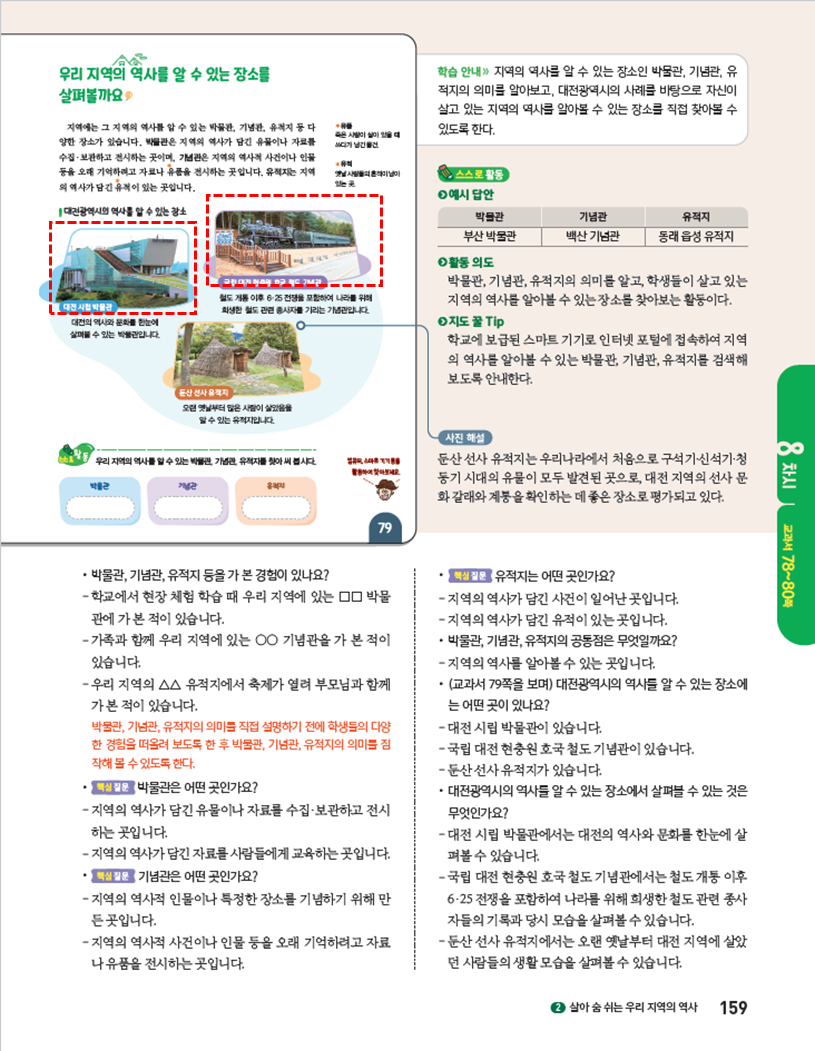 (주)아이스크림미디어 사회4-1지도서(전자저작물 포함) 159쪽 현행내용 이미지