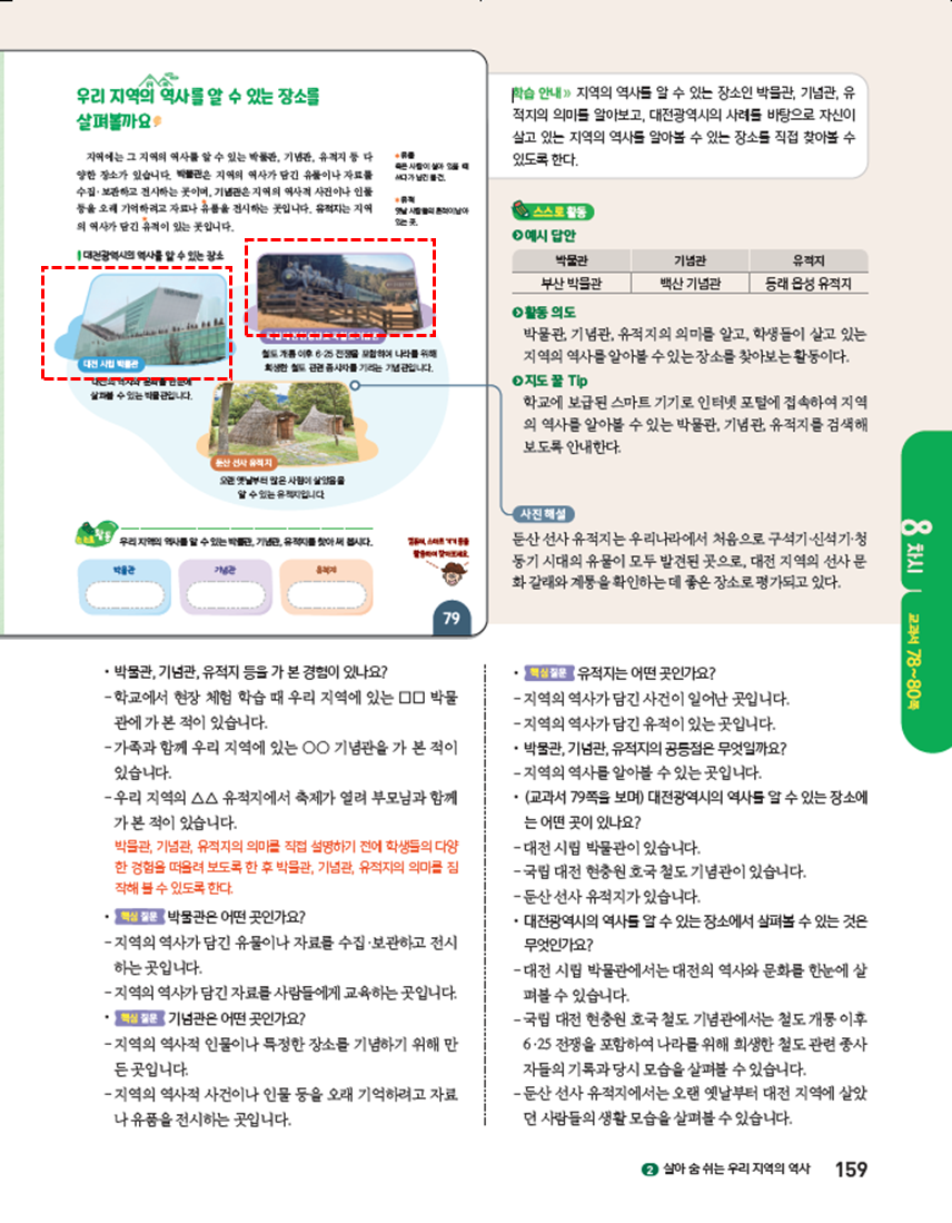 (주)아이스크림미디어 사회4-1지도서(전자저작물 포함) 159쪽 수정내용 이미지