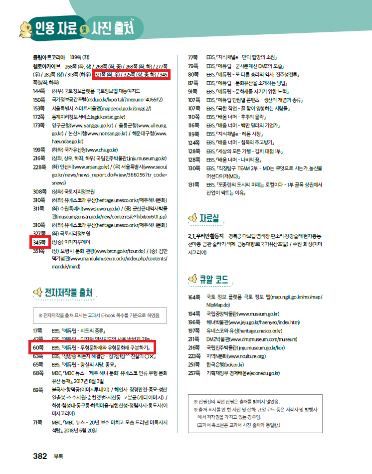 (주)미래엔 사회4-1지도서(전자저작물 포함) 382쪽 현행내용 이미지
