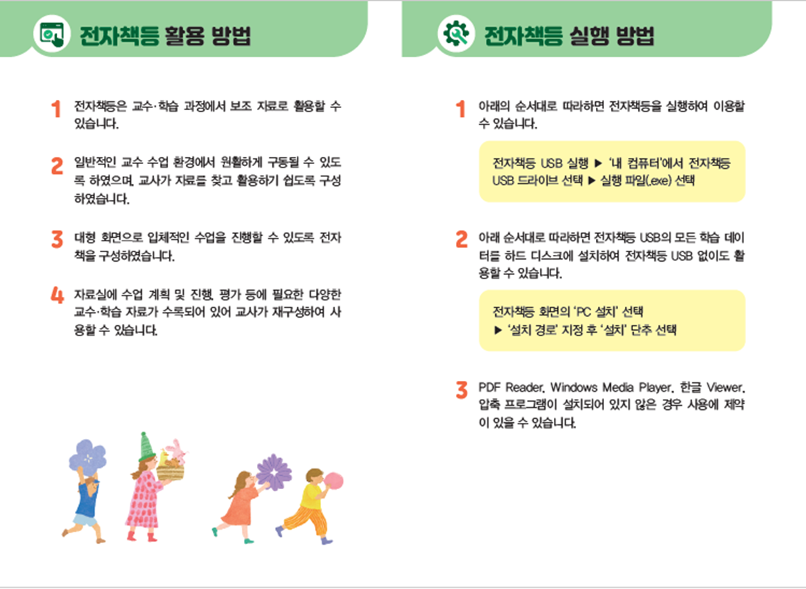 (주)천재교과서 도덕(3～4학년군)지도서4(전자책등 포함) 사용 설명서 1~2쪽쪽 수정내용 이미지