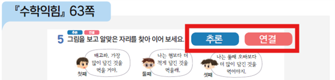 동아출판(주) 수학(1～2학년군)1-1(전자책등 포함) 257쪽 수정내용 이미지