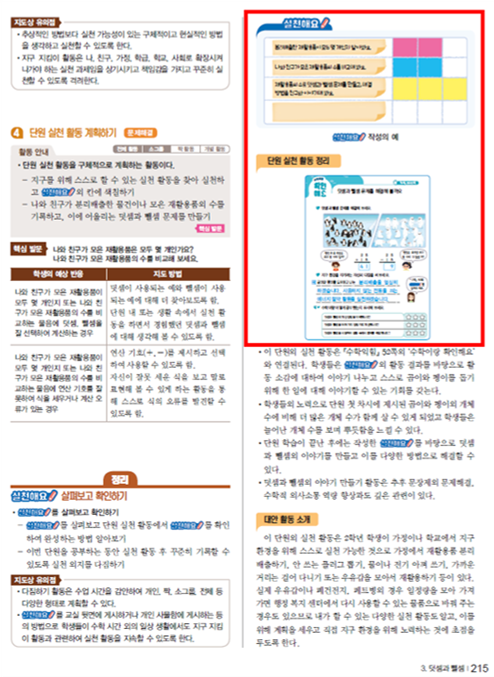 동아출판(주) 수학(1～2학년군)2-1(전자책등 포함) 215쪽 수정내용 이미지