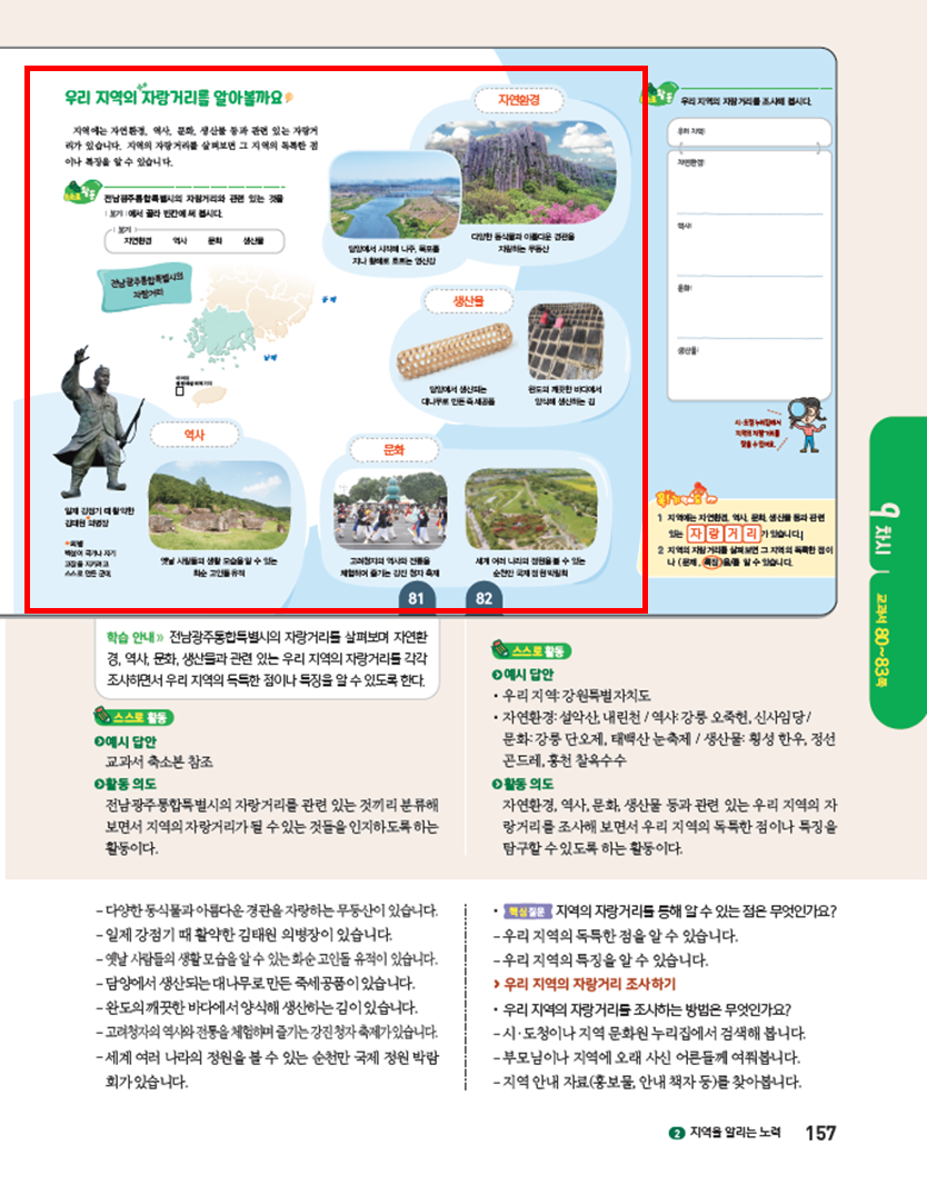(주)아이스크림미디어 사회4-2지도서(전자저작물 포함) 157쪽 수정내용 이미지
