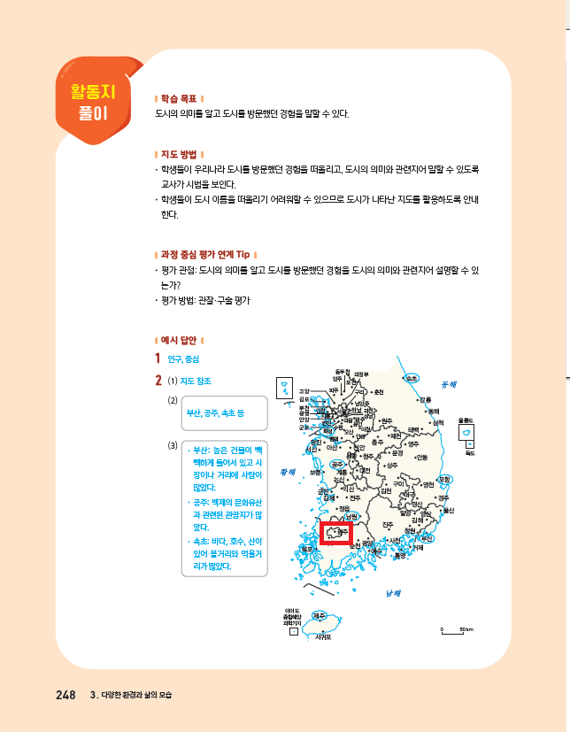 (주)아이스크림미디어 사회4-2지도서(전자저작물 포함) 248쪽 현행내용 이미지