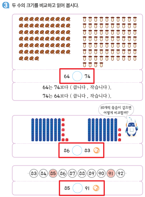 동아출판(주) 수학(1～2학년군)1-2 30쪽 수정내용 이미지