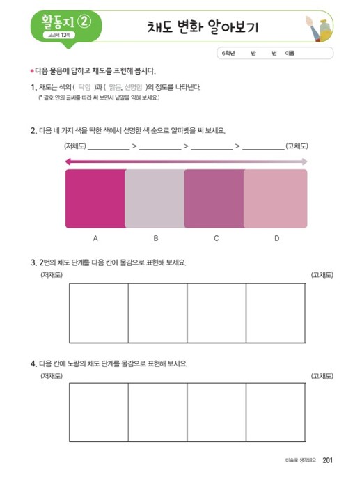 (주)지학사 미술5~6지도서 201쪽 수정내용 이미지